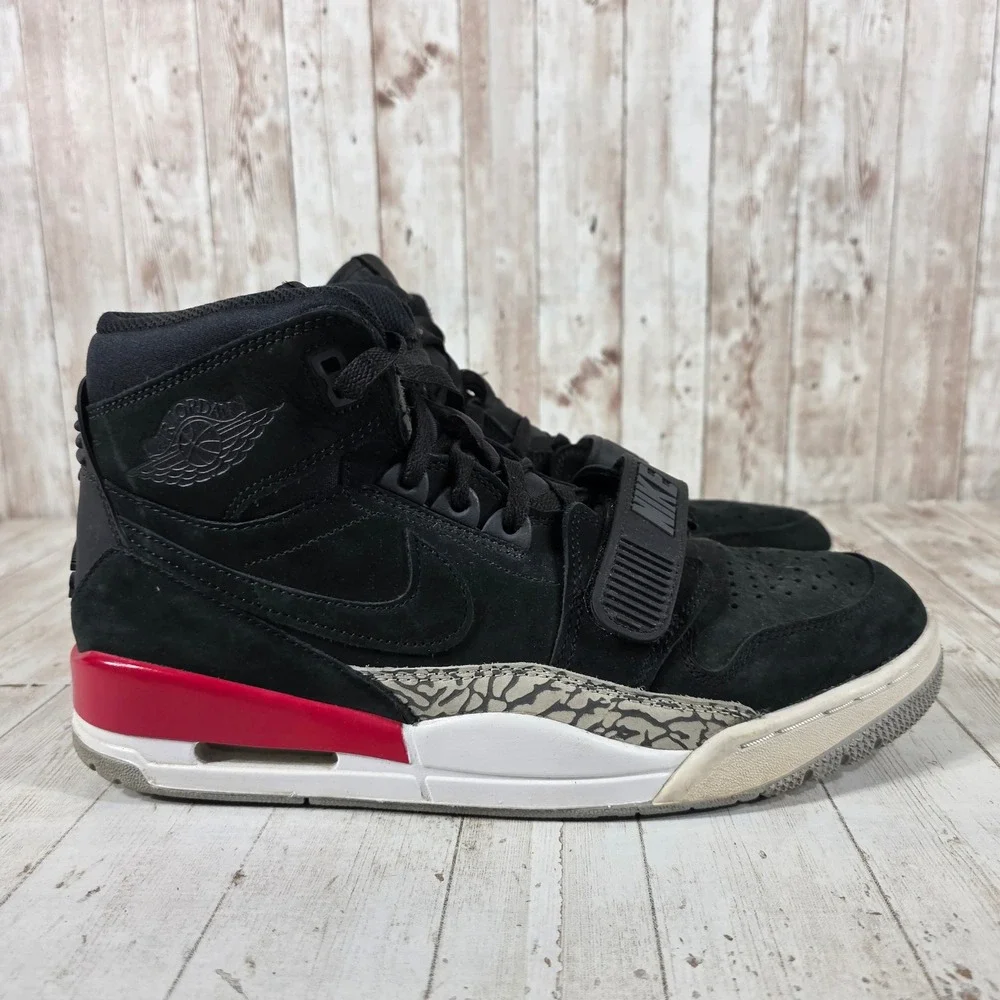 Jordan Legacy 312 Black Varsity Red Cement AV3922-060 Mens 10.5 High Top Shoes